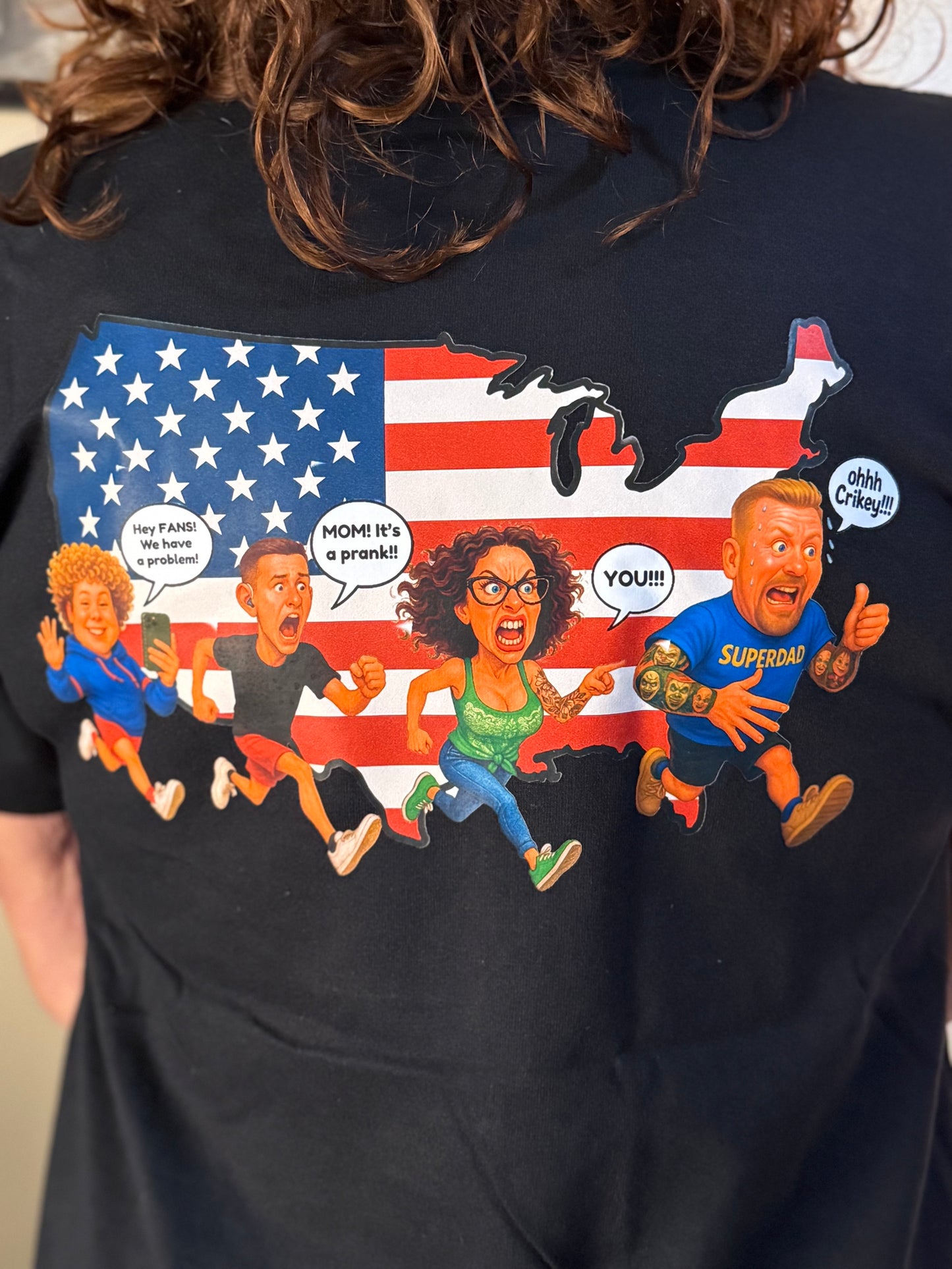 Black- USA Flag Family T-Shirt